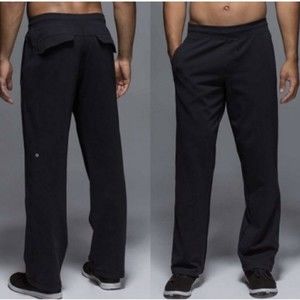 Lululemon Kung Fu Pants Men's Size L Large Black Straight Leg Stretch Pull On